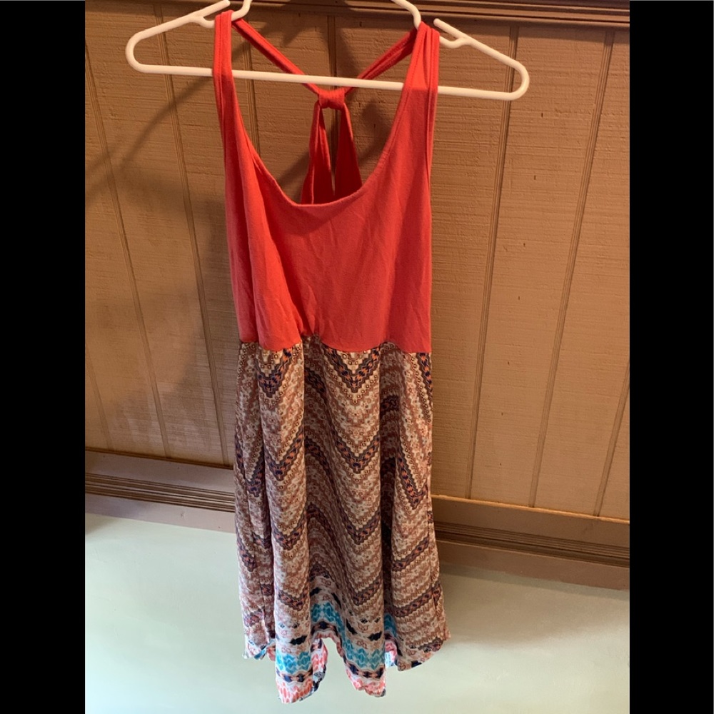 Joe B Sleeveless Dress Coral/Cream/Pink  L